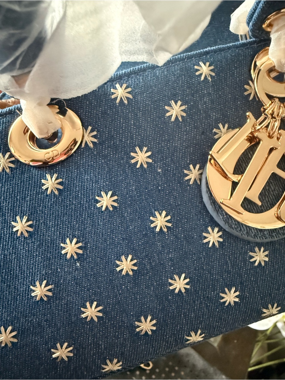 Blue Denim Embroidered Lady Mini Tote - Picture 8 of 8